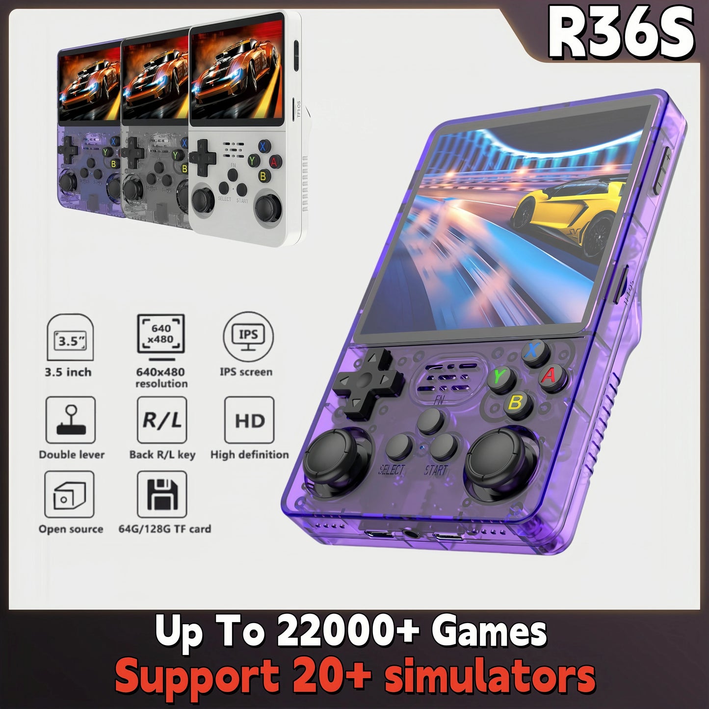 Retro R36S Handheld Video Game Console with 3.5-Inch IPS Screen