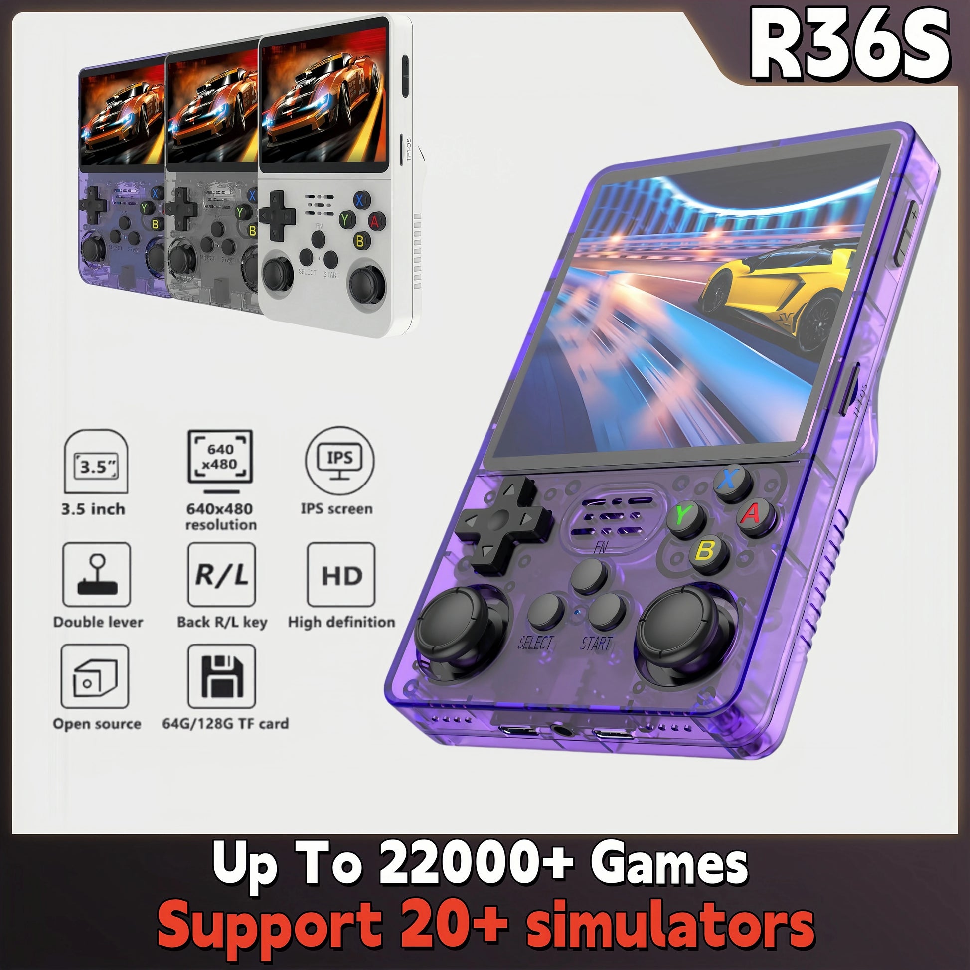 Retro R36S Handheld Video Game Console with 3.5-Inch IPS Screen
