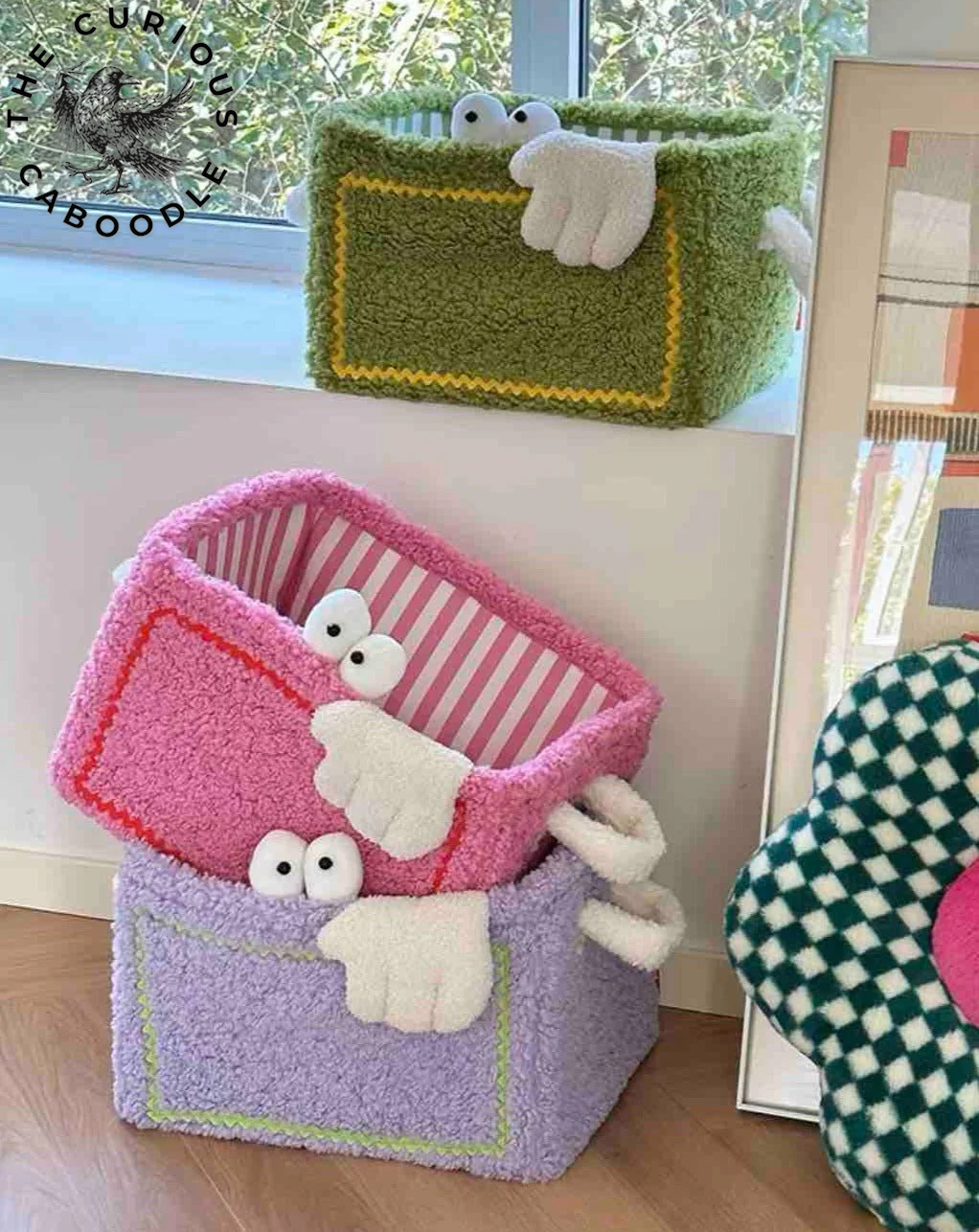 Eclectic Plush Laundry Storage Baskets with Big Eyes - Children's Laundry Bags
