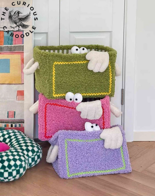 Eclectic Plush Laundry Storage Baskets with Big Eyes - Children's Laundry Bags