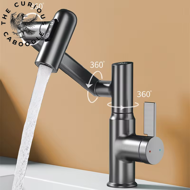 Digital Display LED Basin Faucet with 360-Degree Rotation, Multi-Function Stream Sprayer, Hot and Cold Water Sink Mixer for Bathroom