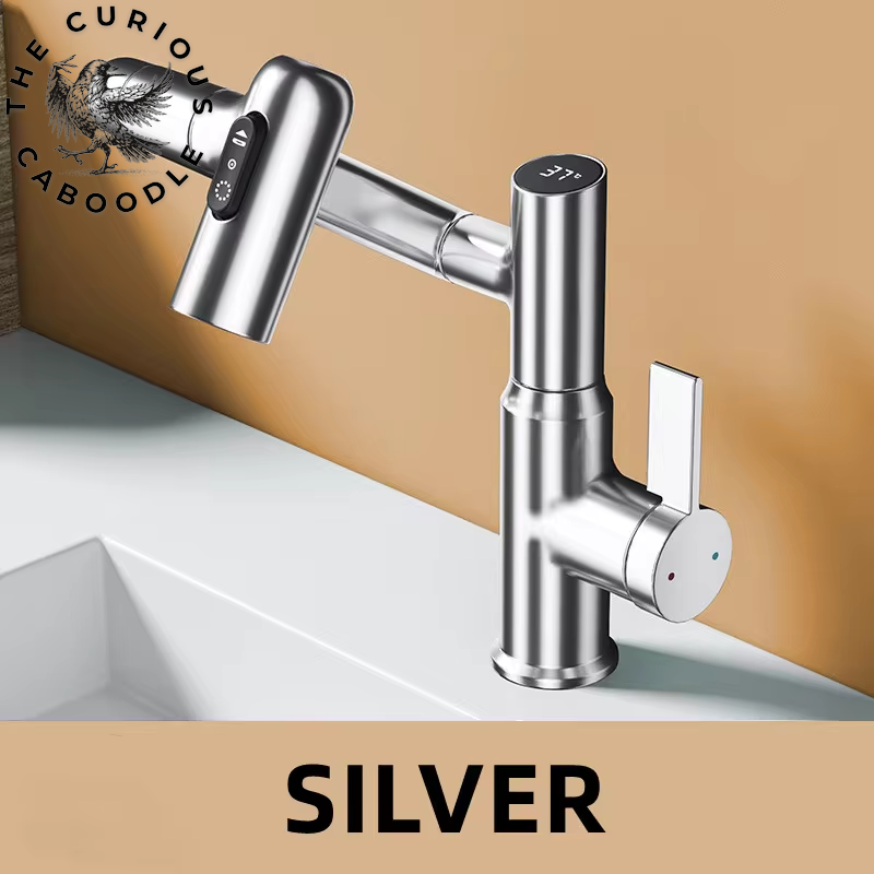 Digital Display LED Basin Faucet with 360-Degree Rotation, Multi-Function Stream Sprayer, Hot and Cold Water Sink Mixer for Bathroom