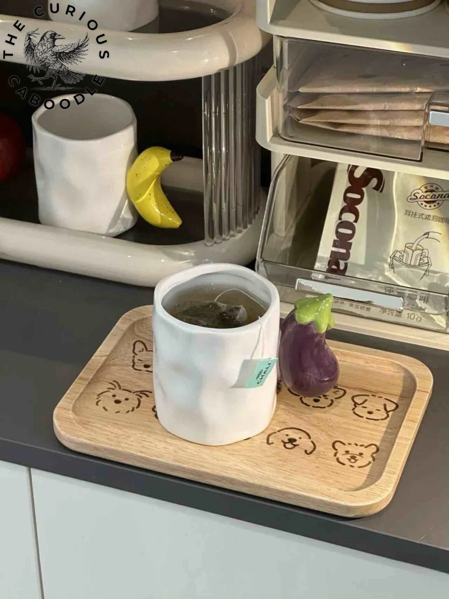 Handcrafted Ceramic Coffee Mug with Fruit Design, Whimsical Espresso Cups