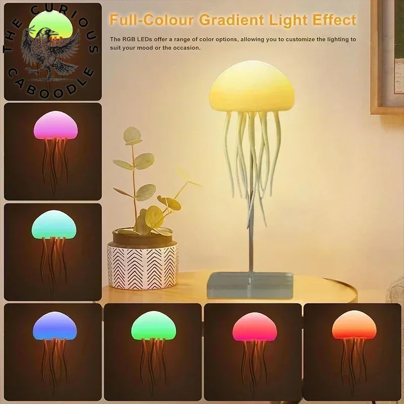 RGB Gradient Cartoon Jellyfish Night Light with Voice Control