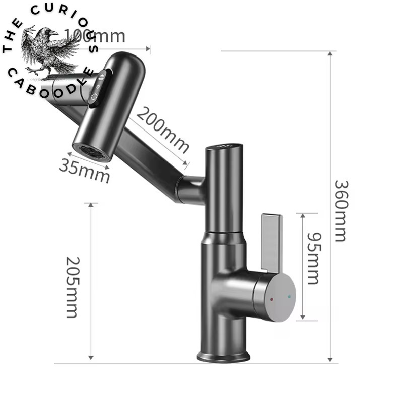 Digital Display LED Basin Faucet with 360-Degree Rotation, Multi-Function Stream Sprayer, Hot and Cold Water Sink Mixer for Bathroom