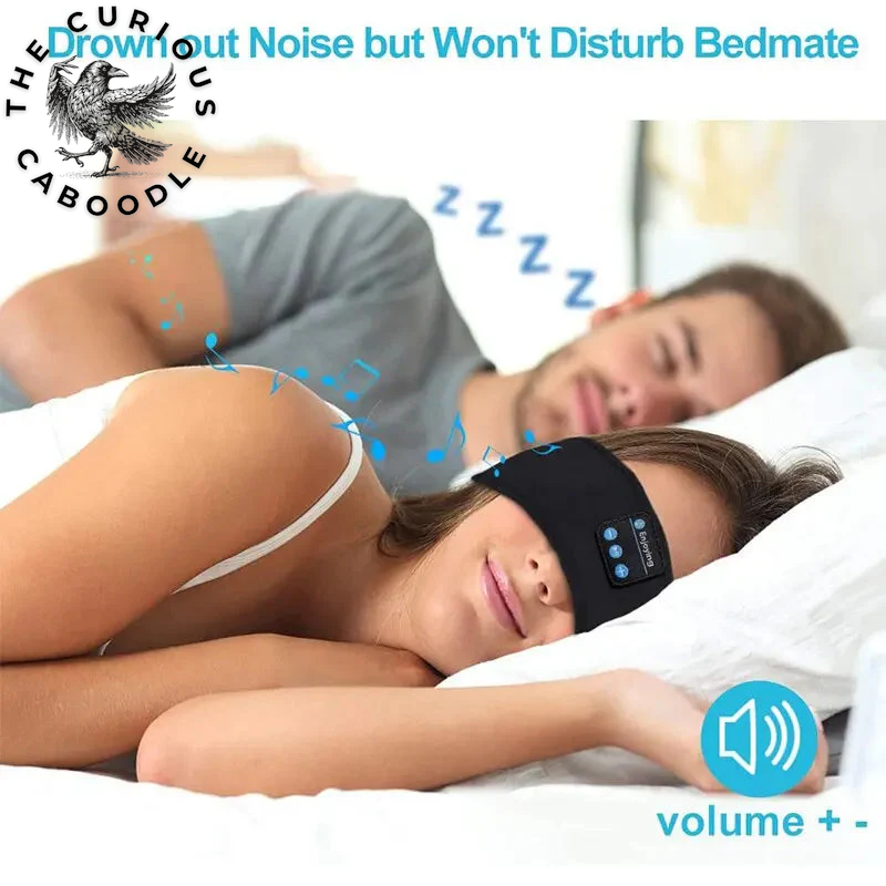 Bluetooth Sleep Headband with Wireless Headphones and Built-In Speakers - Comfortable Fabric and 10-Hour Battery Life