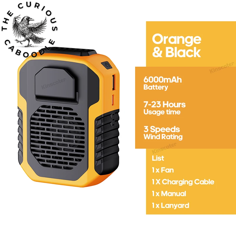 6000mAh Rechargeable Hanging Neck & Waist Fan