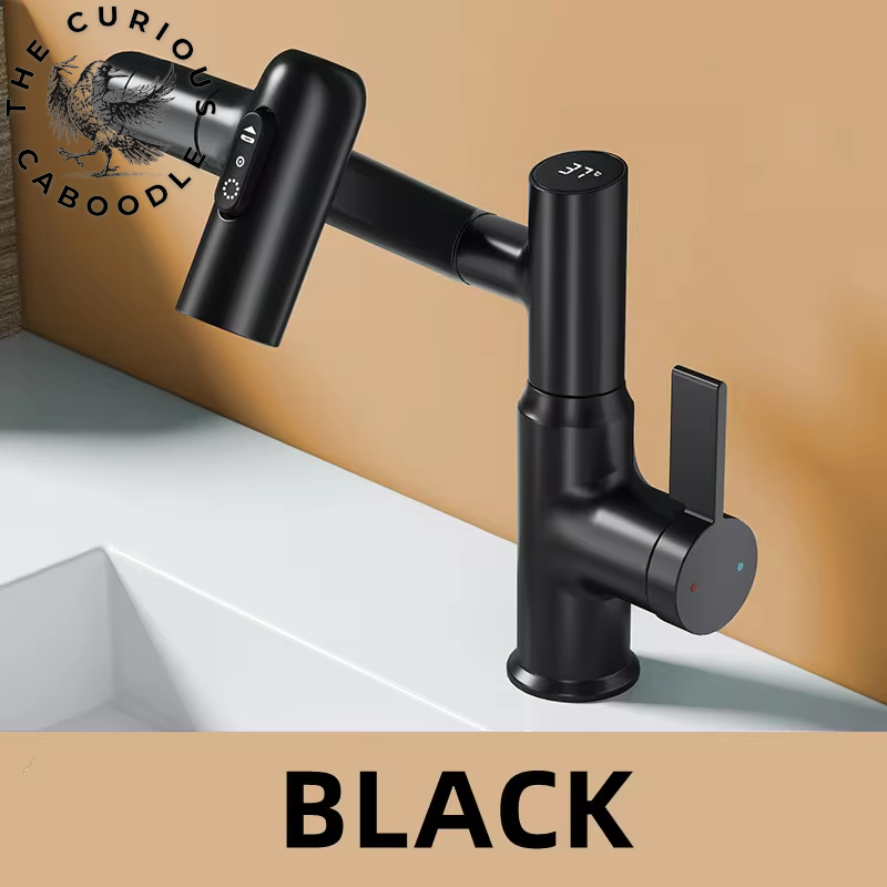 Digital Display LED Basin Faucet with 360-Degree Rotation, Multi-Function Stream Sprayer, Hot and Cold Water Sink Mixer for Bathroom
