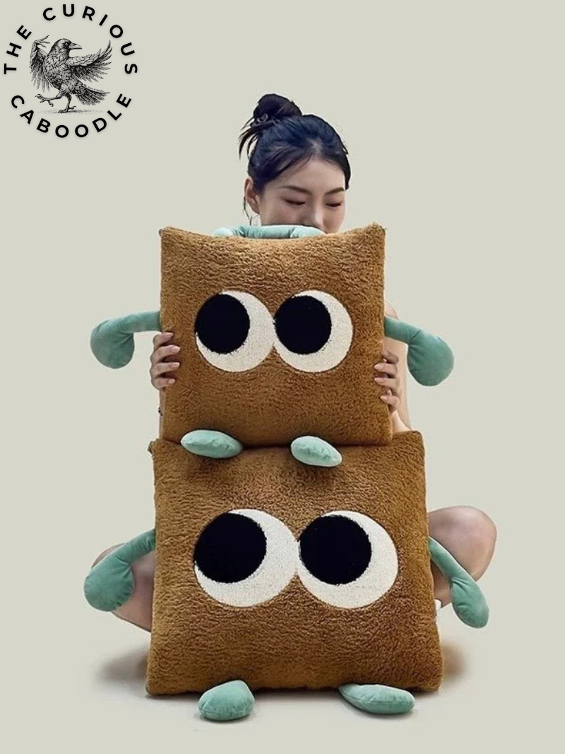 2-In-1 Convertible Throw Pillow Blanket with Whimsical Big Eyes Design