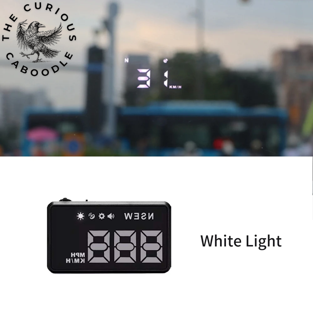 Head-Up Display Car GPS Digital Speedometer with Overspeed Alarm, Compass, & Speed Meter for All Vehicles - USB Powered
