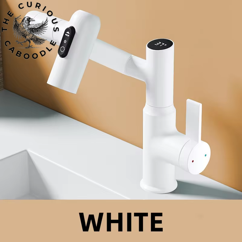 Digital Display LED Basin Faucet with 360-Degree Rotation, Multi-Function Stream Sprayer, Hot and Cold Water Sink Mixer for Bathroom
