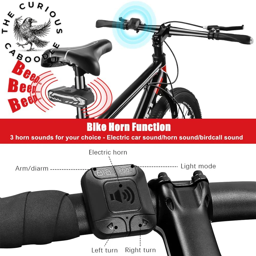 Waterproof Rechargeable Bicycle Rear Light with Alarm & Turn Signal Functionality