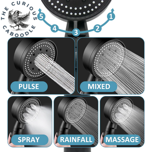 High-Pressure Adjustable Shower Head with 5 Modes and One-Key Water Stop - Eco-Friendly Bathroom Accessory