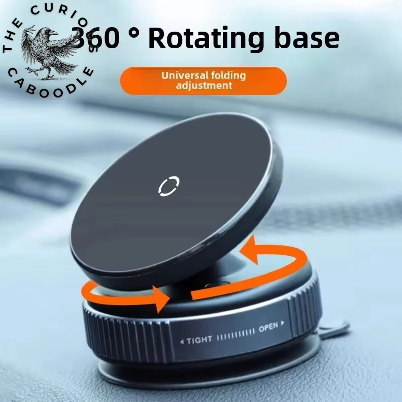 360° Rotating Suction Cup Magnetic Car Phone Holder and Navigation Stand for MagSafe Devices