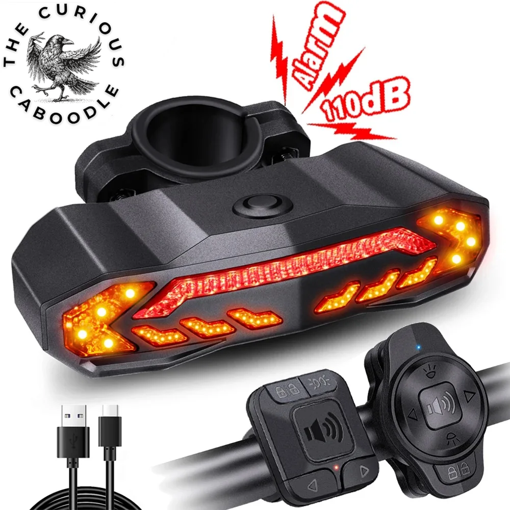 Waterproof Rechargeable Bicycle Rear Light with Alarm & Turn Signal Functionality
