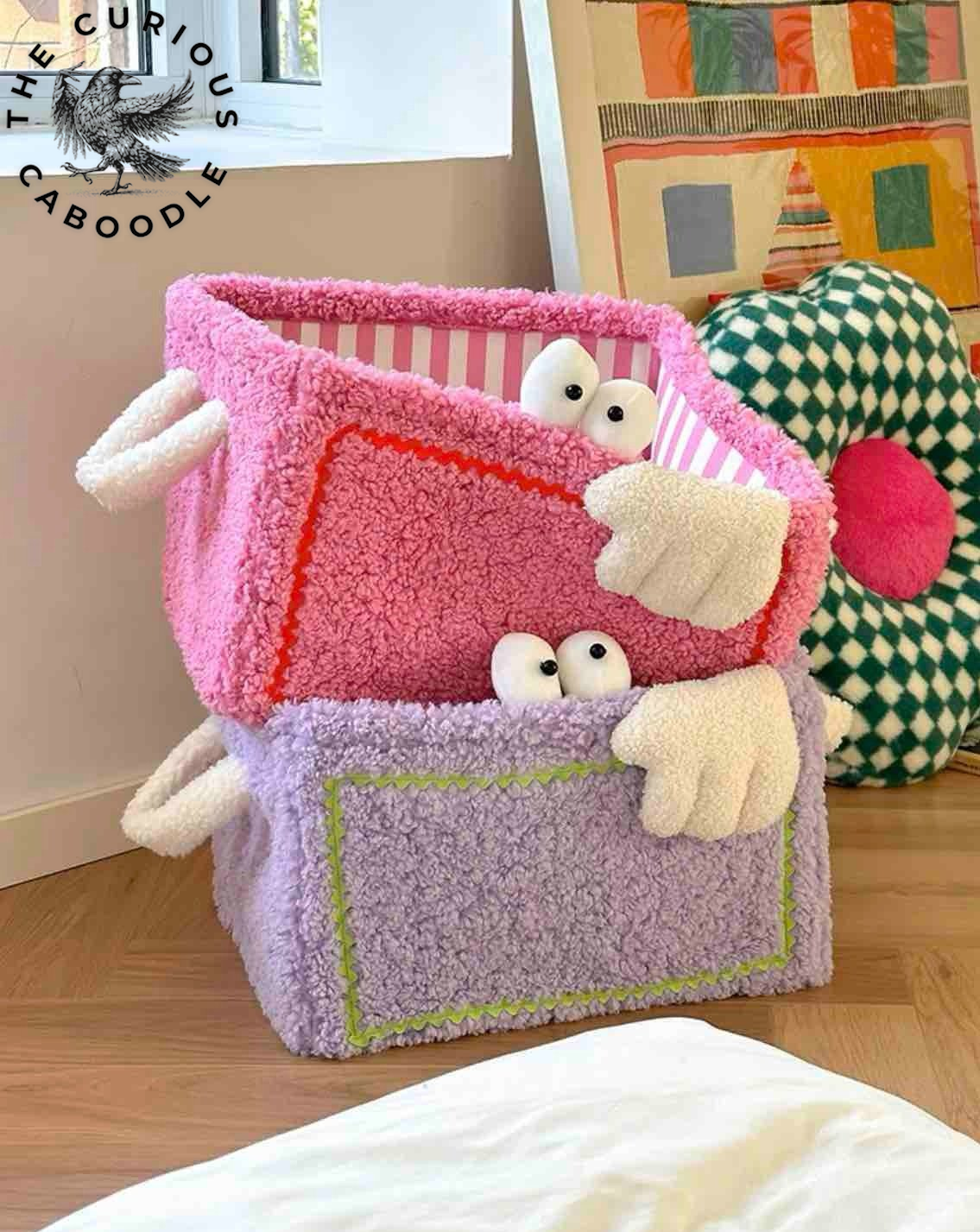 Eclectic Plush Laundry Storage Baskets with Big Eyes - Children's Laundry Bags