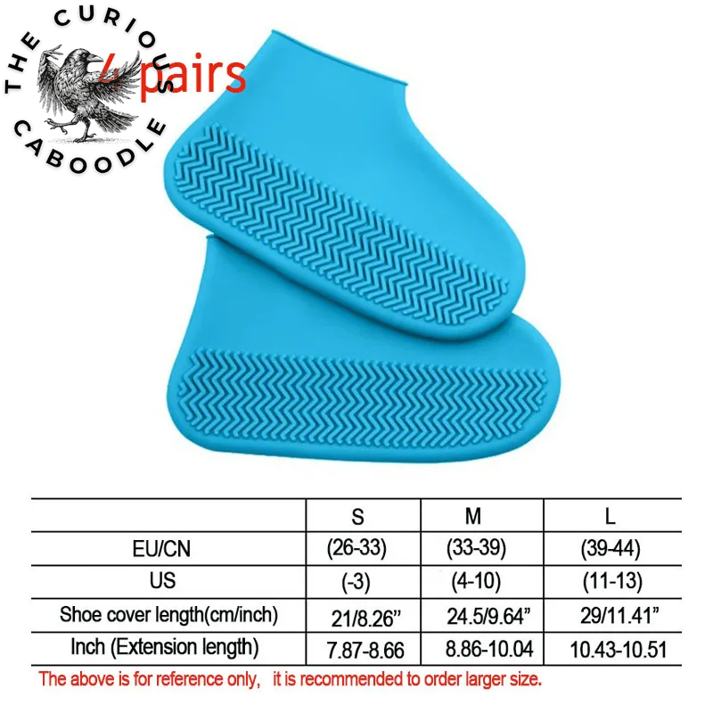 Silicone Waterproof Rain Shoe Covers for Adults and Children - Non-Slip, Wear-Resistant, Portable, and Reusable