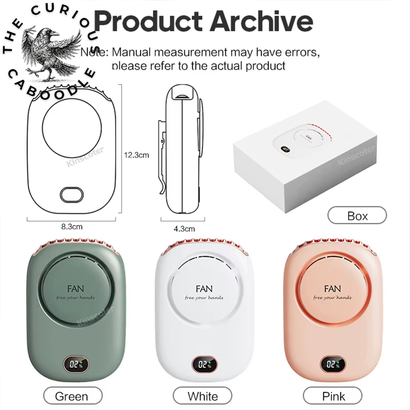 2000mAh Portable Mini Bladeless Neck Fan with USB Rechargeable Air Cooling Technology