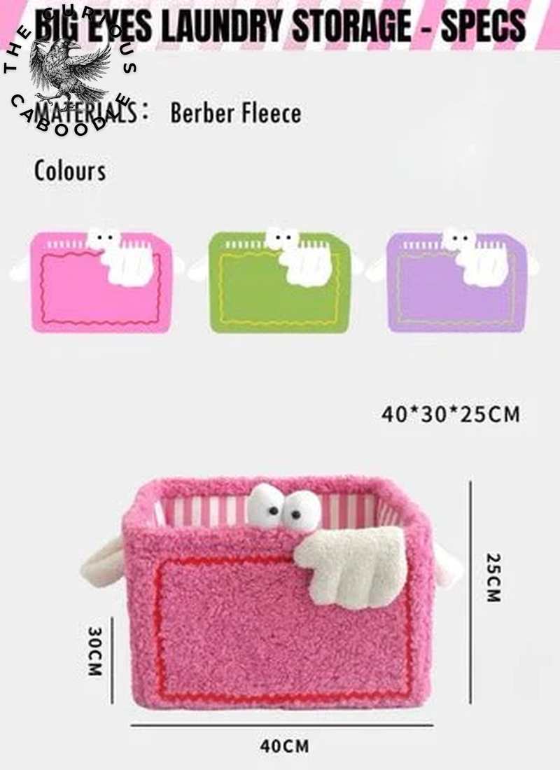 Eclectic Plush Laundry Storage Baskets with Big Eyes - Children's Laundry Bags