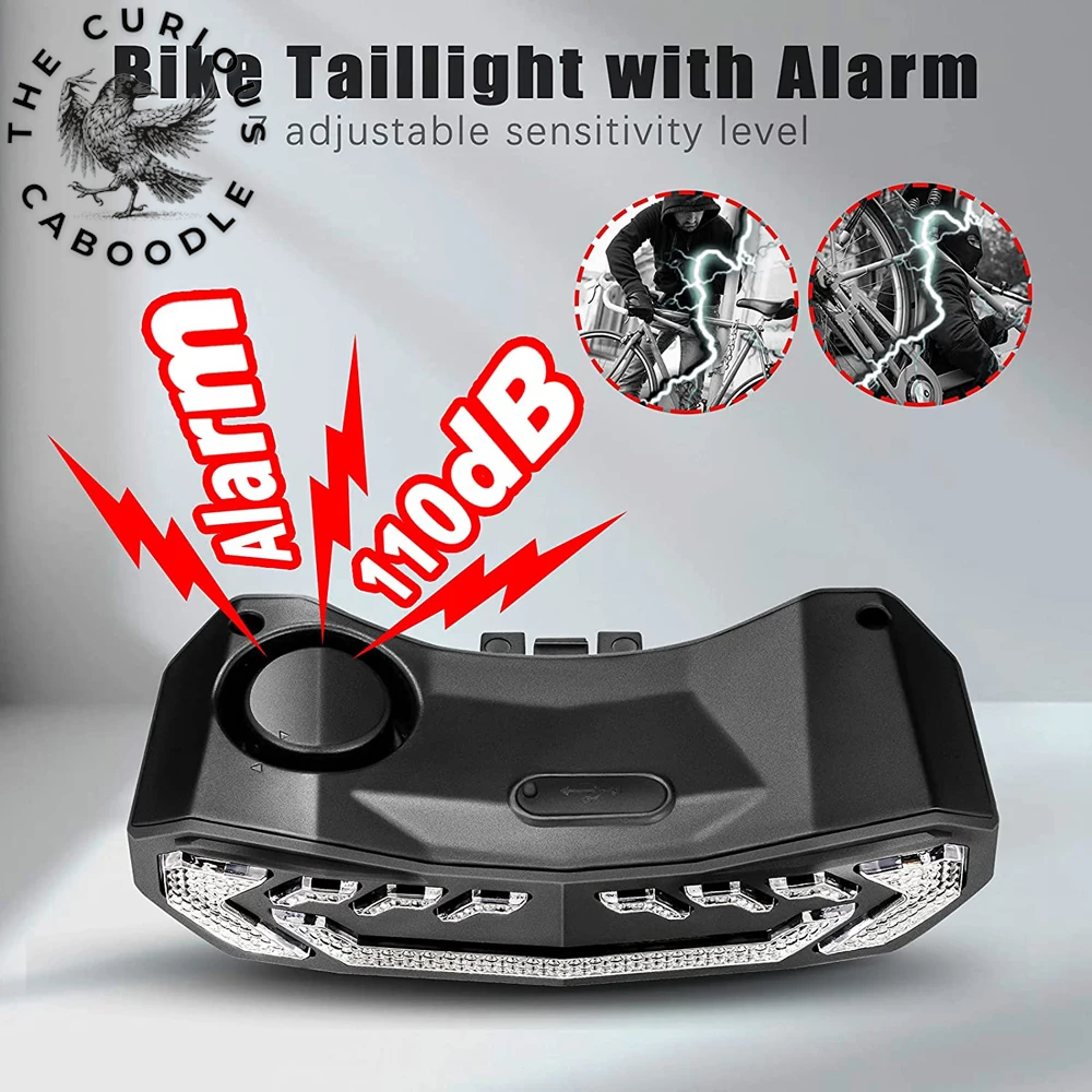 Waterproof Rechargeable Bicycle Rear Light with Alarm & Turn Signal Functionality