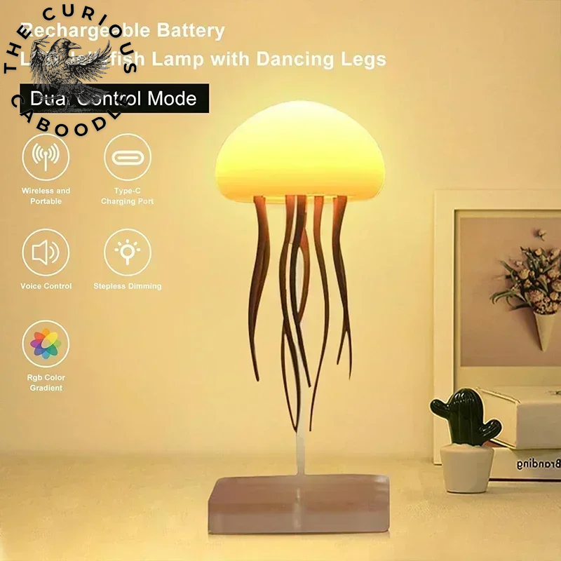 RGB Gradient Cartoon Jellyfish Night Light with Voice Control