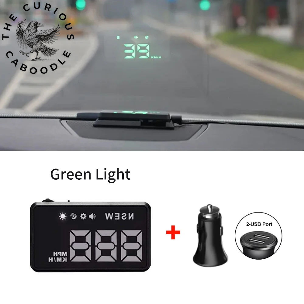 Head-Up Display Car GPS Digital Speedometer with Overspeed Alarm, Compass, & Speed Meter for All Vehicles - USB Powered