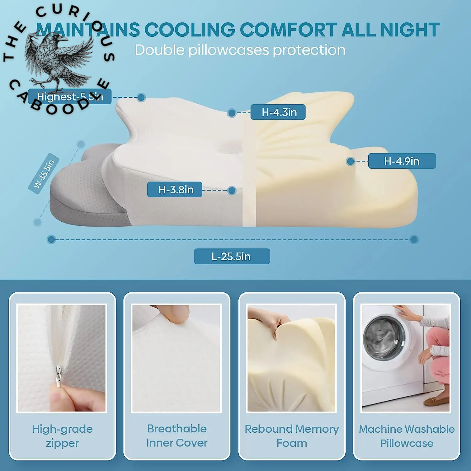 Ergonomic Memory Foam Cervical Pillow for Neck & Shoulder Pain Relief
