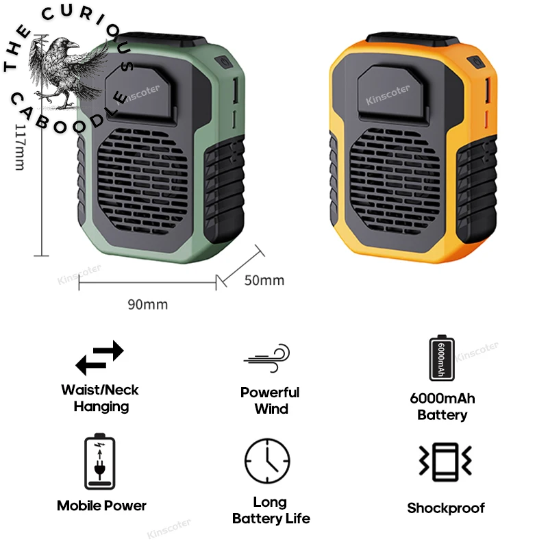 6000mAh Rechargeable Hanging Neck & Waist Fan