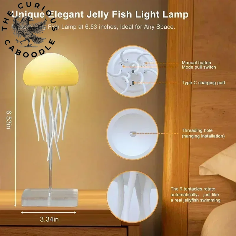 RGB Gradient Cartoon Jellyfish Night Light with Voice Control