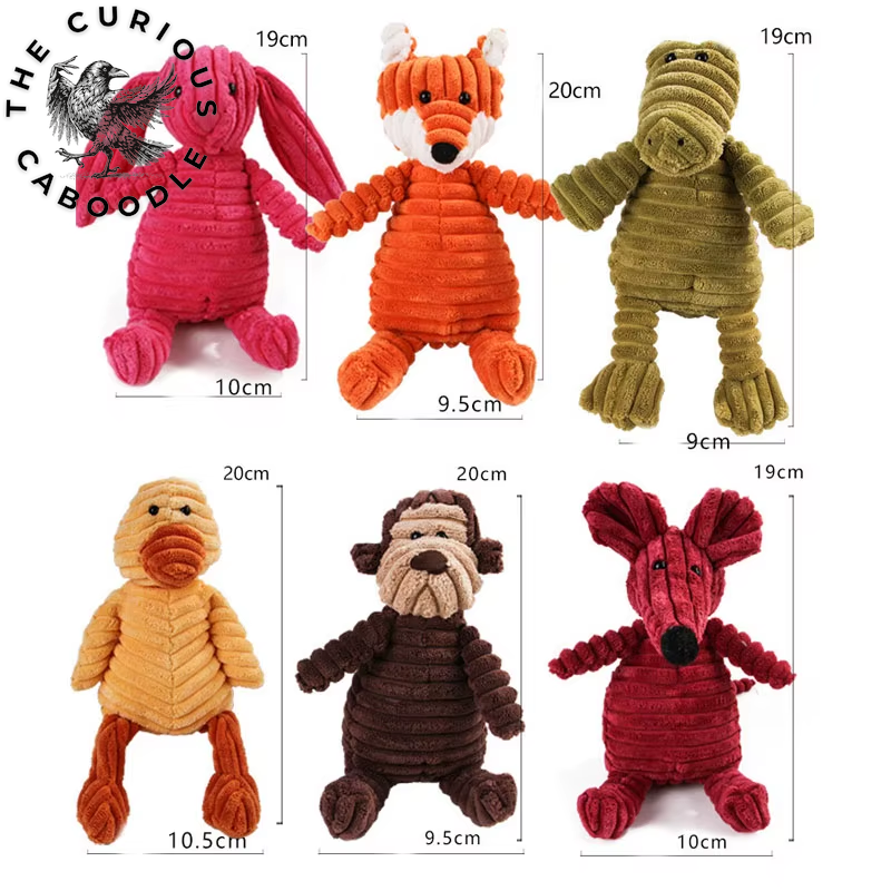Corduroy Plush Dog Toys - Squeaky & Bite-Resistant Chew Toys for Small & Large Dogs