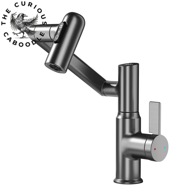 Digital Display LED Basin Faucet with 360-Degree Rotation, Multi-Function Stream Sprayer, Hot and Cold Water Sink Mixer for Bathroom