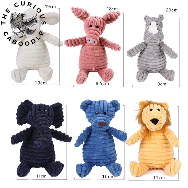 Corduroy Plush Dog Toys - Squeaky & Bite-Resistant Chew Toys for Small & Large Dogs