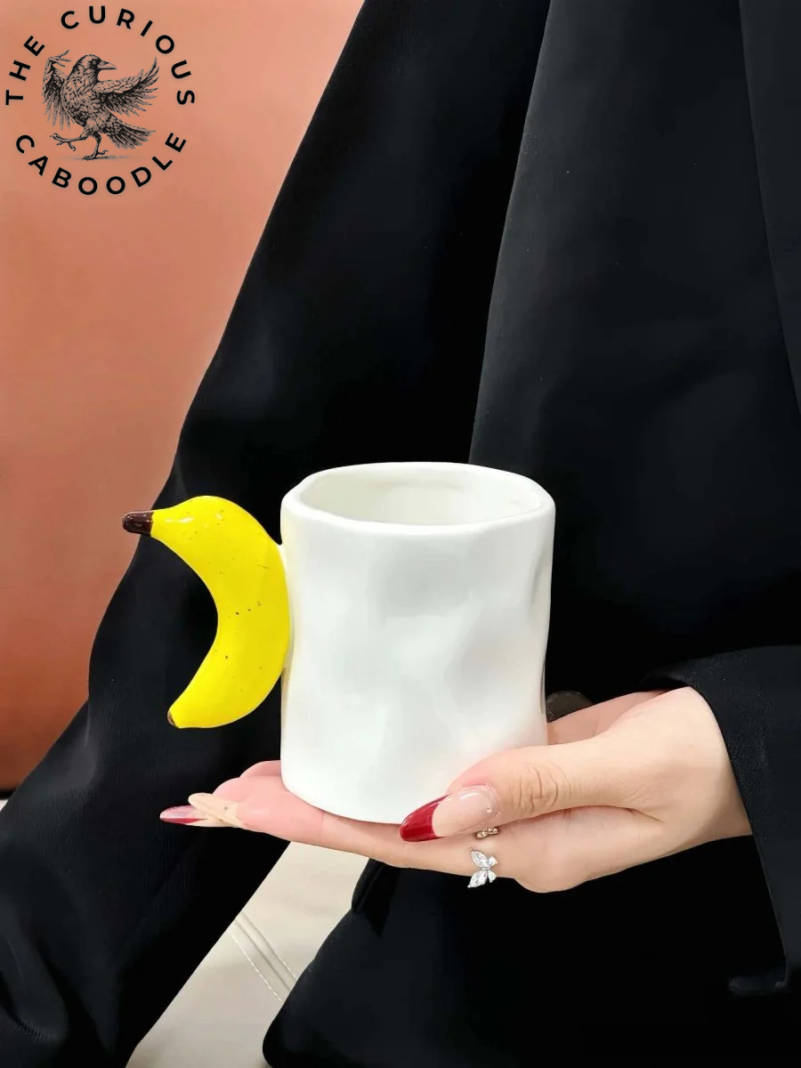 Handcrafted Ceramic Coffee Mug with Fruit Design, Whimsical Espresso Cups